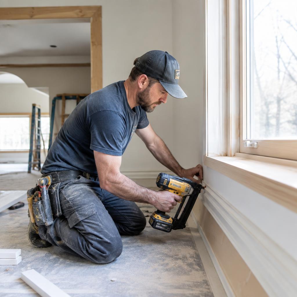 Remodeling professional installing interior trim